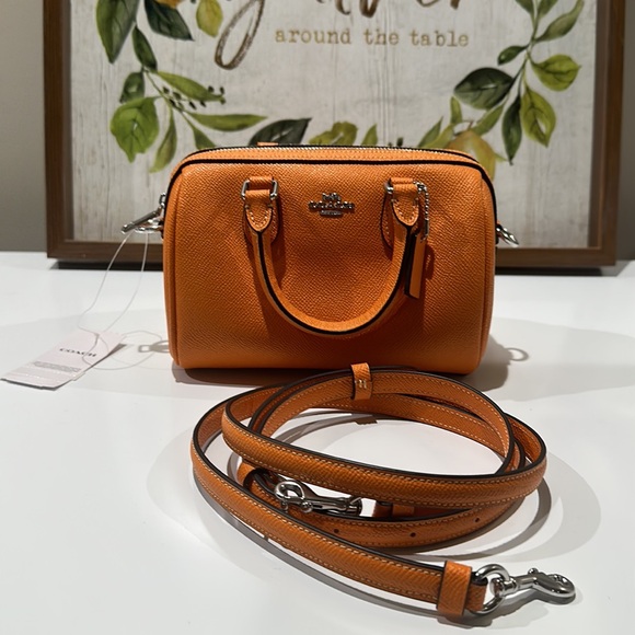 🌸NEW COACH MINI ROWAN BRIGHT MANDARIN WITH TAGS. - Picture 1 of 16